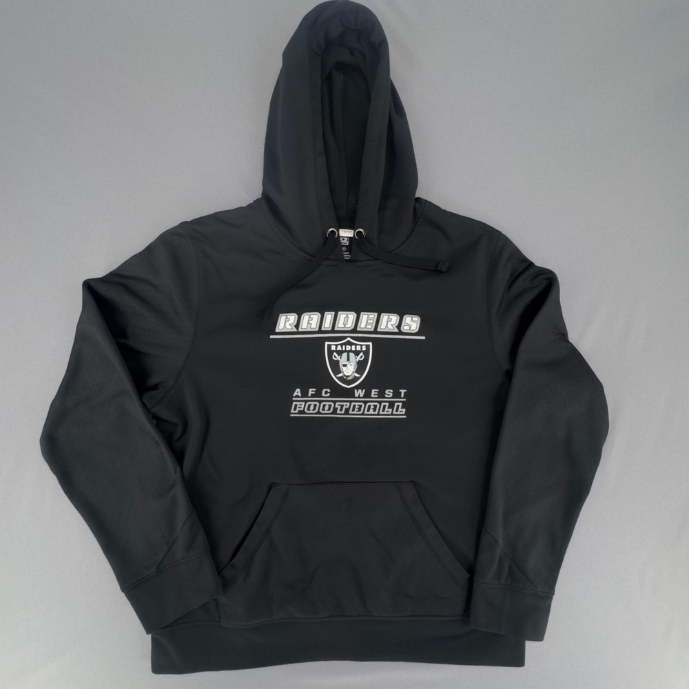 NFL Team Apparel Raiders AFC West Football Hoodie Black Mens Large DKMQ TX3 Warm